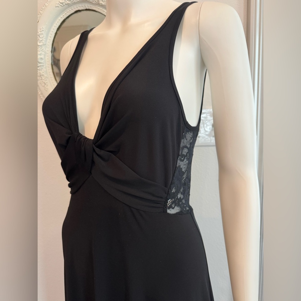 Midnight Carole Hochman Long Black Stretch Lace Nightgown S - Picture 10 of 13